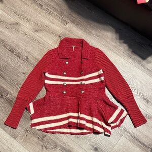 FP Movement by Free People Red and Cream Sweater